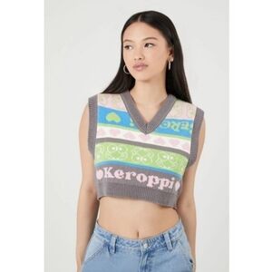 Forever 21 X Hello Kitty and Friends Womens Keroppi Cropped Sweater Vest Size S